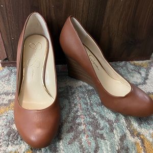 Cognac Dress Wedge Pump